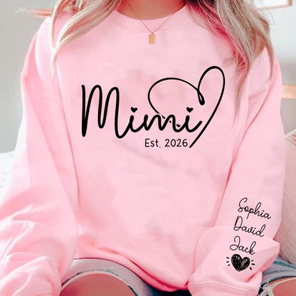 Personalized Heart Grandma Sweatshirt For Grandchild, Custom Name