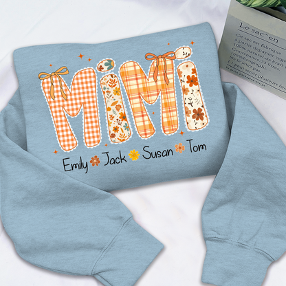 Custom Grandma Name, Preppy Floral Fall Mimi Bundle For Gift Mimi And Kids