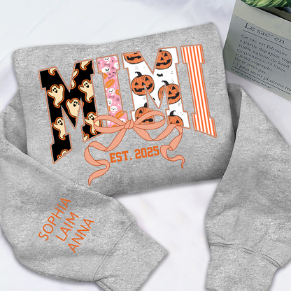 Personalized Halloween Grandma Sweatshirt, Custom Mimi And Kids Names