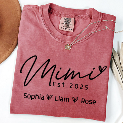 Comfort Colors® Minimalist Custom Name Shirt, Mimi And Kids Family Gift