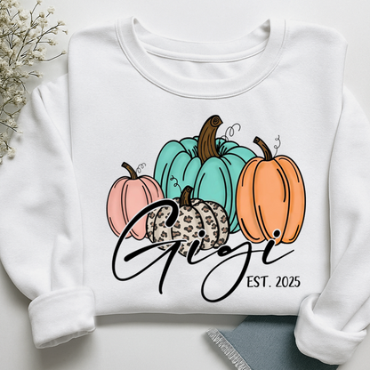 Personalized Gigi Pumkins Sweatshirt, Gifts for Grandma and Grandchild