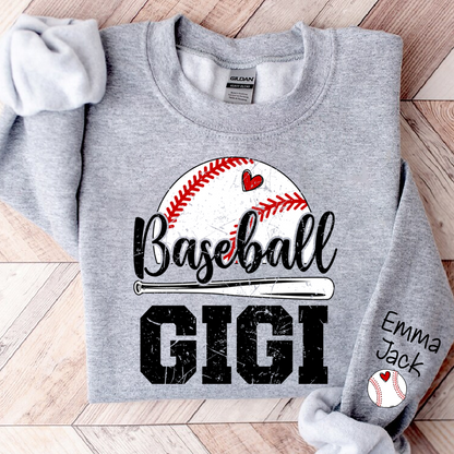 Custom Baseball Gigi Sweatshirt, Graphic Tee With Baseball And Heart Design for Gift Grandma And Kids