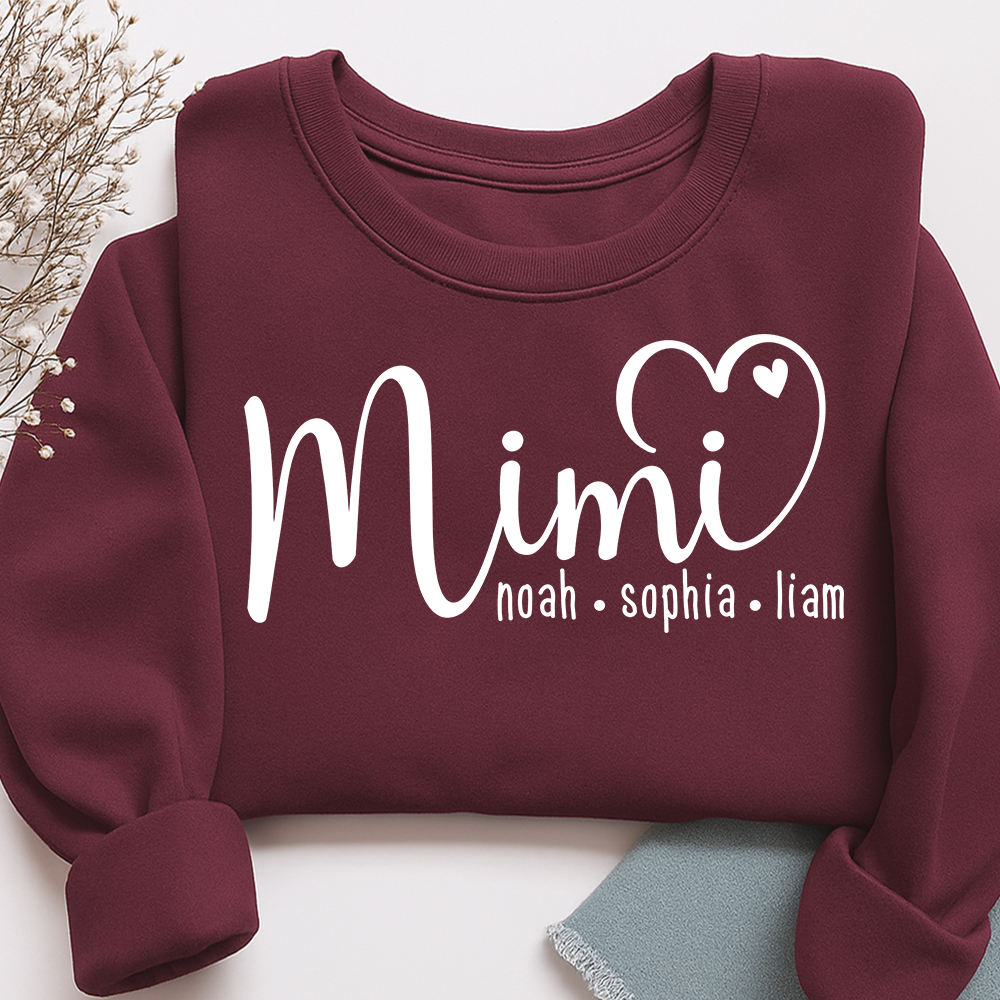 Personalized Mimi Sweatshirt, Custom Name Est. 2025 Grandma Holiday Gift