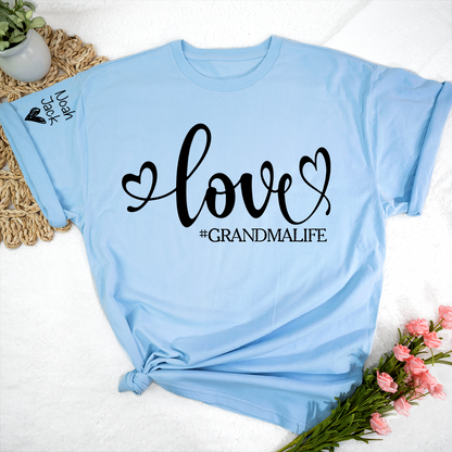 Love Grandma Life T-Shirt, Personalized Grandma Tee with Custom Names