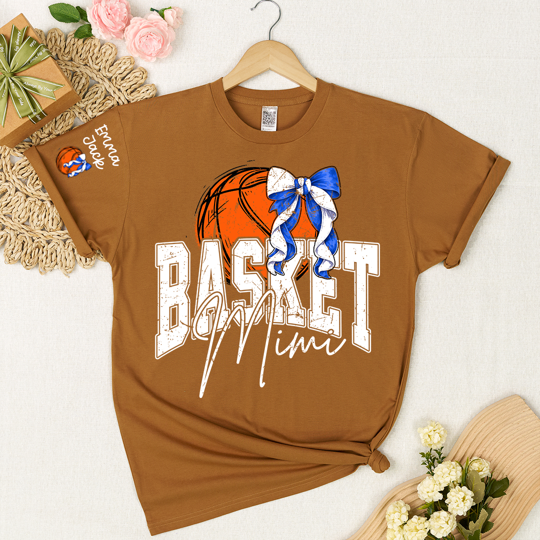 Basketball Mimi Shirt Personalized with Grandkids Names, Custom Basketball Family Tee