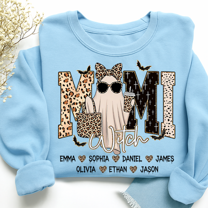 Custom Ghost Sweatshirt for Grandma, Halloween Witch Mimi Boo 2025