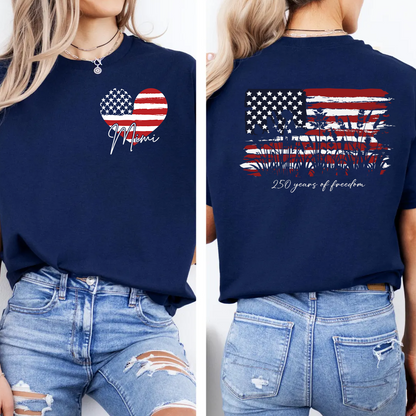 Personalized Mimi Patriotic Shirt, Custom Grandma Name USA Flag Heart T-Shirt, 4th of July Family Matching Tee for Mimi