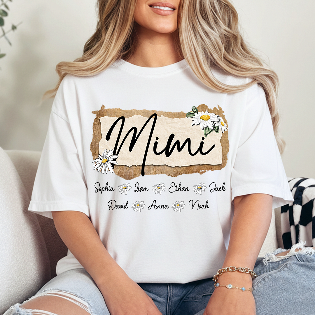 Custom Mimi T-Shirt, Floral Daisy Design,Great Gift for Mimi Grandma And Kids