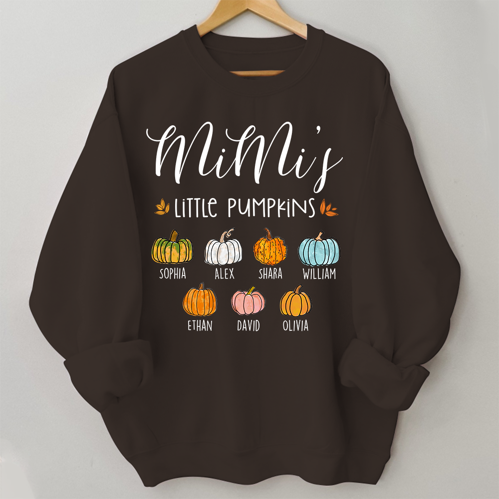 Personalized Mimi's Little Pumpkins Shirt, Custom Grandkids Names Fall Pumpkin Sweatshirt, Grandma Autumn Gift
