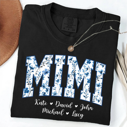 Comfort Colors® T-Shirt Personalized Blue Gigi, Custom Grandma and Kids