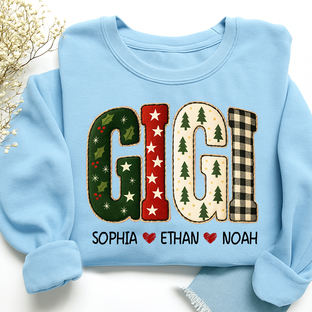 Cozy Xmas Gigi Design Grandma Sweatshirt, Gift for Grandma and Kids