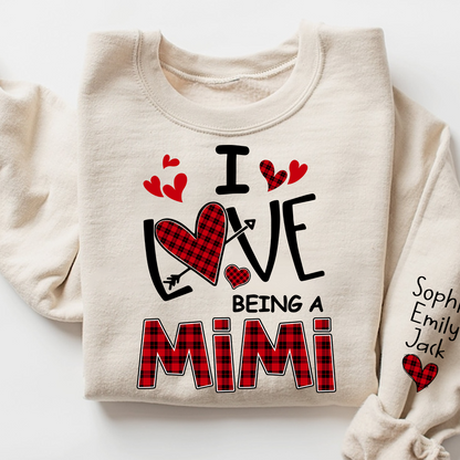 I Love Being A Mimi Sweatshirt, Gifts for Grandma, Custom Grandma and Grandchild Names