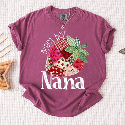 Comfort Colors® Berry Best Nana Shirt, Cute Strawberry Patchwork Design for Grandmother Gift