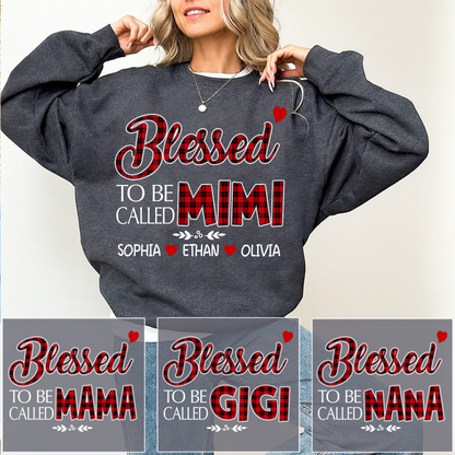 Personalized Blessed To Be Called Mimi Sweatshirt, Gifts for Grandma, Custom Grandma and Grandchild Names