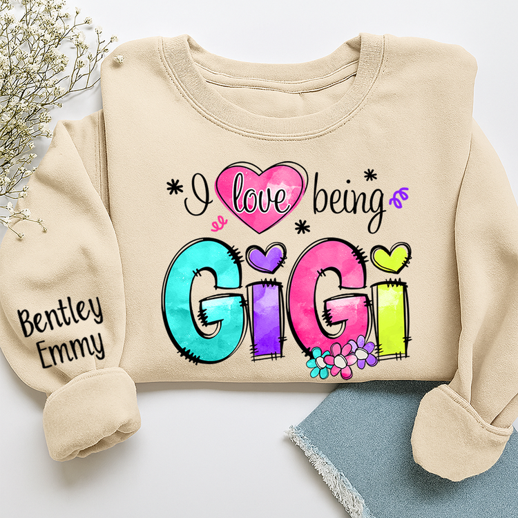 Personalized I Love Being Gigi Shirt, Custom Nickname and Grandkids' Names T-Shirt