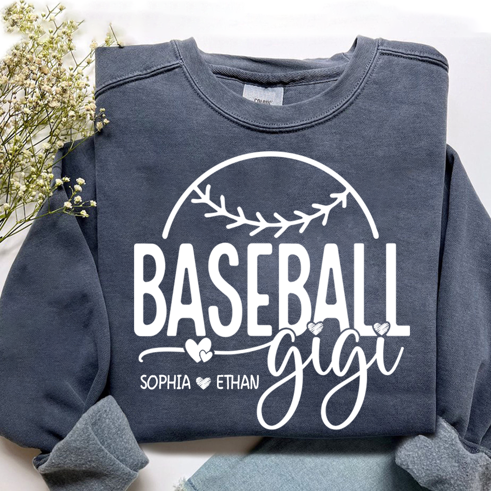 Personalized Baseball Gigi Sweatshirt, Custom Gift For Grandma And Kids