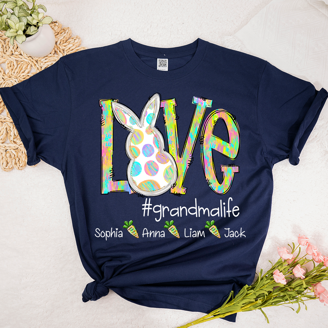Love Grandma Life Rainbow Easter Egg Bunny And Kids Carrot LTP01