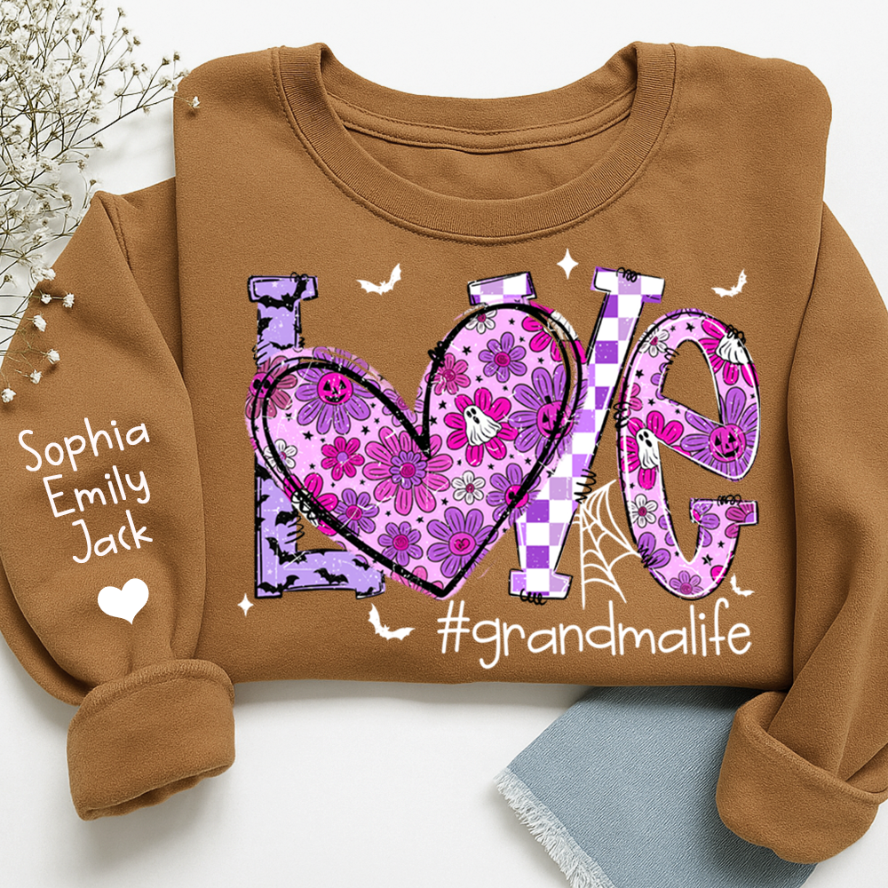 Naughty Halloween Flowers, Personalized Grandma Love Life Pumpkin and Kids