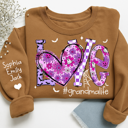 Naughty Halloween Flowers, Personalized Grandma Love Life Pumpkin and Kids