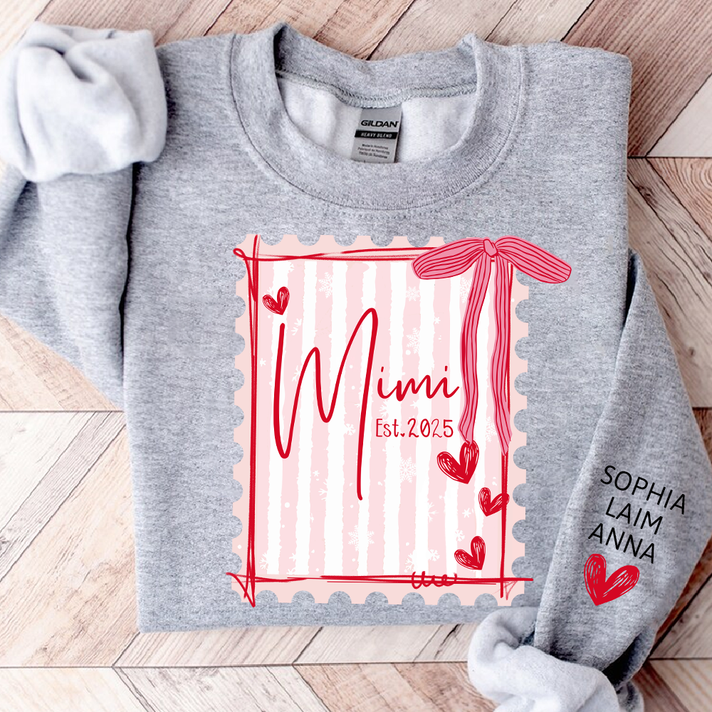 Custom Mimi Pullover, 6 7 Back Print with Grandkids’ Names