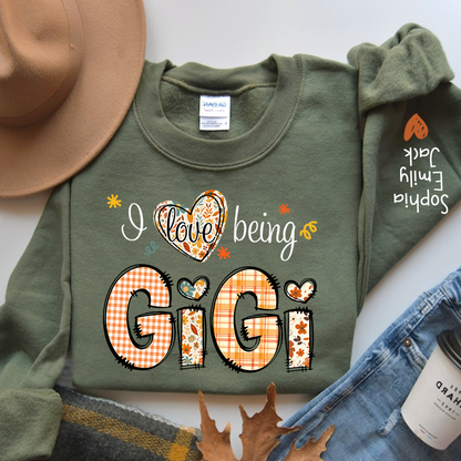 Personalized Autumn I Love Being Sweatshirt for Grandma And Kids