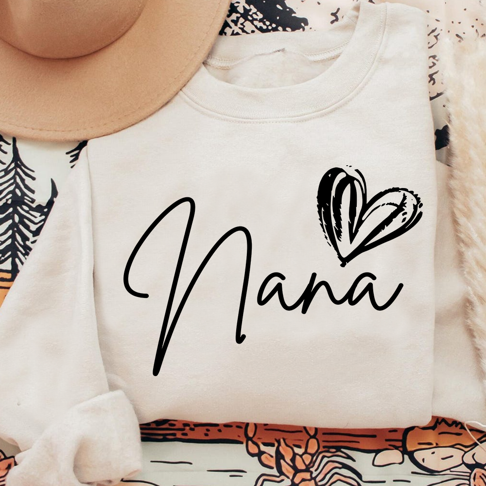Custom Nana Heart Sweatshirt, Custom Gifts for Grandma and Grandchild
