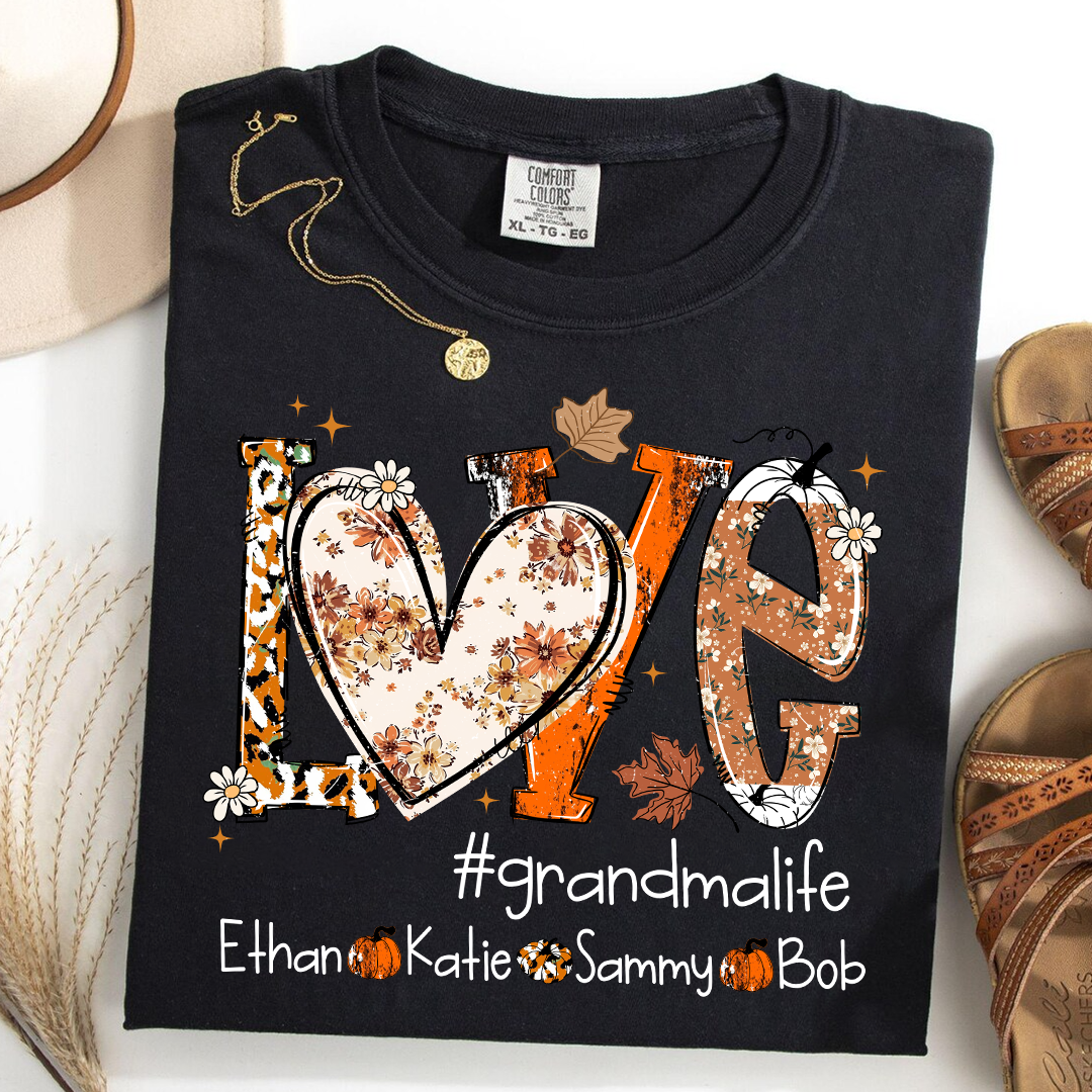 Comfort Colors® Custom Love Fall, Personalized Halloween for Grandma And Grandkids