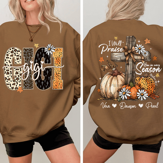 Floral Fall Shirt Design, Custom Gigi Gifts for Grandma and Kids