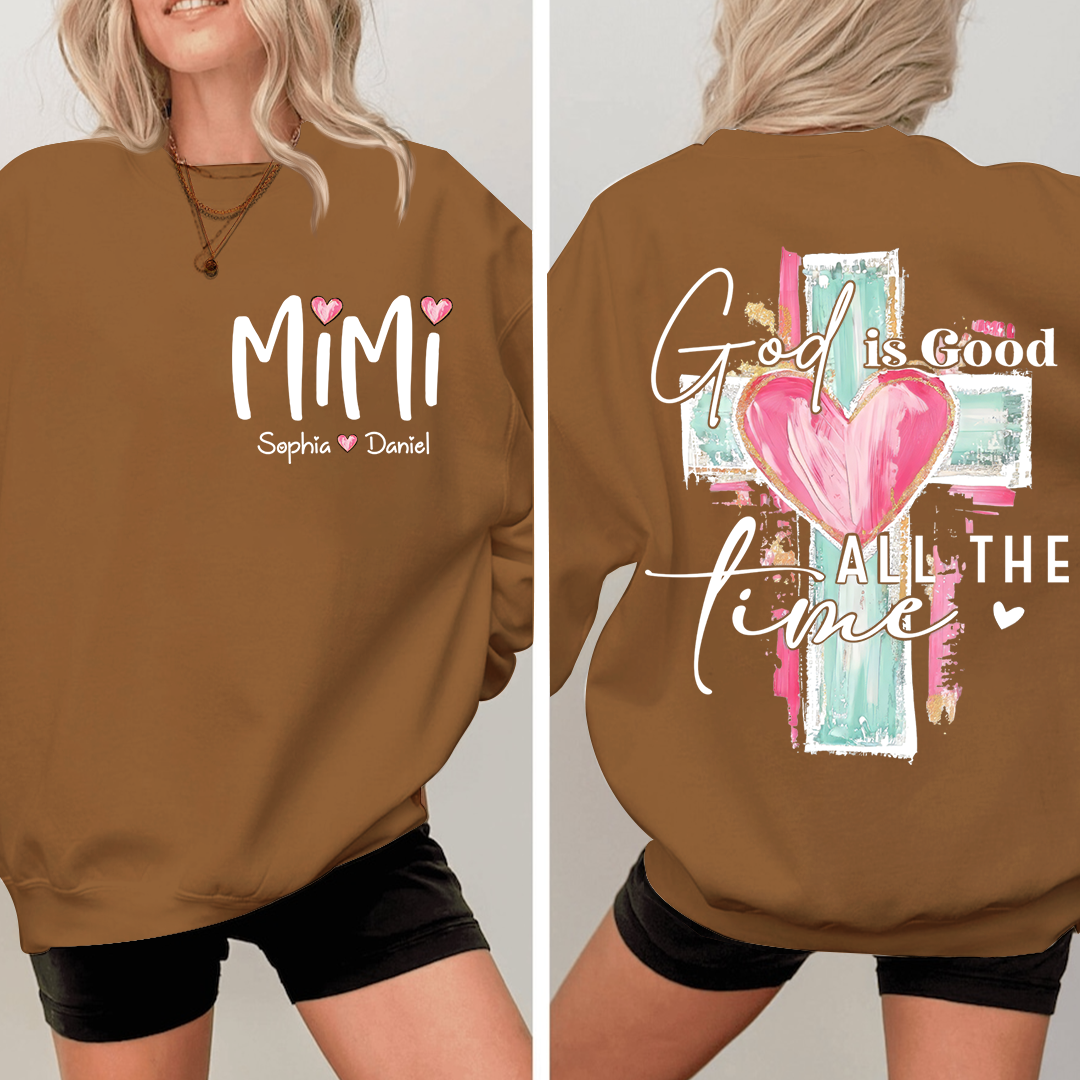 Custom Hand Drawn Cross Sweatshirt, Gift for Mimi And Grandchild