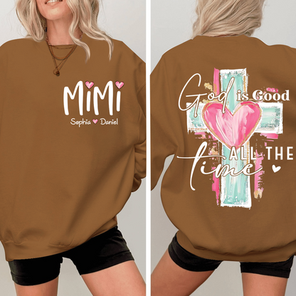 Custom Hand Drawn Cross Sweatshirt, Gift for Mimi And Grandchild