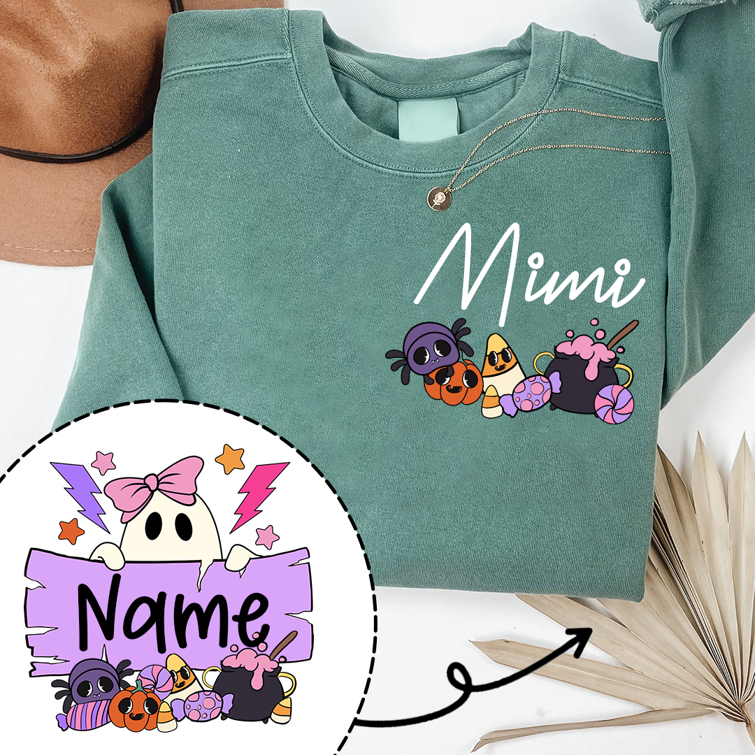 Personalized Halloween Mimi Sweatshirt, Custom Nickname For Grandma And Kids