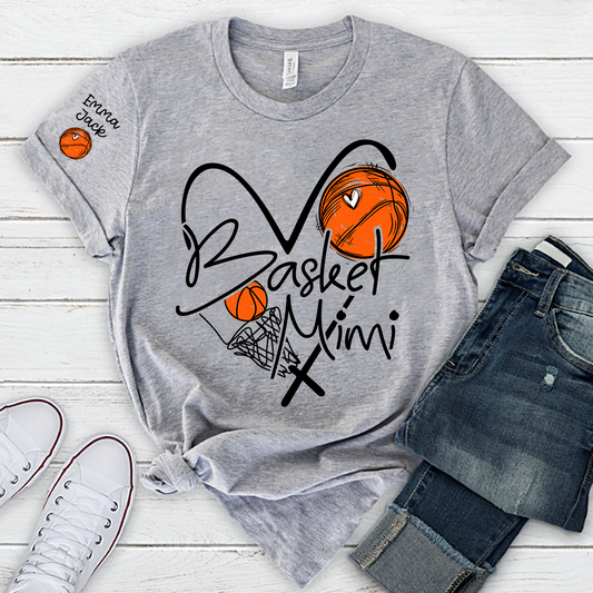 Basketball Mimi Shirt Personalized with Grandkids Names, For Gift Grandma