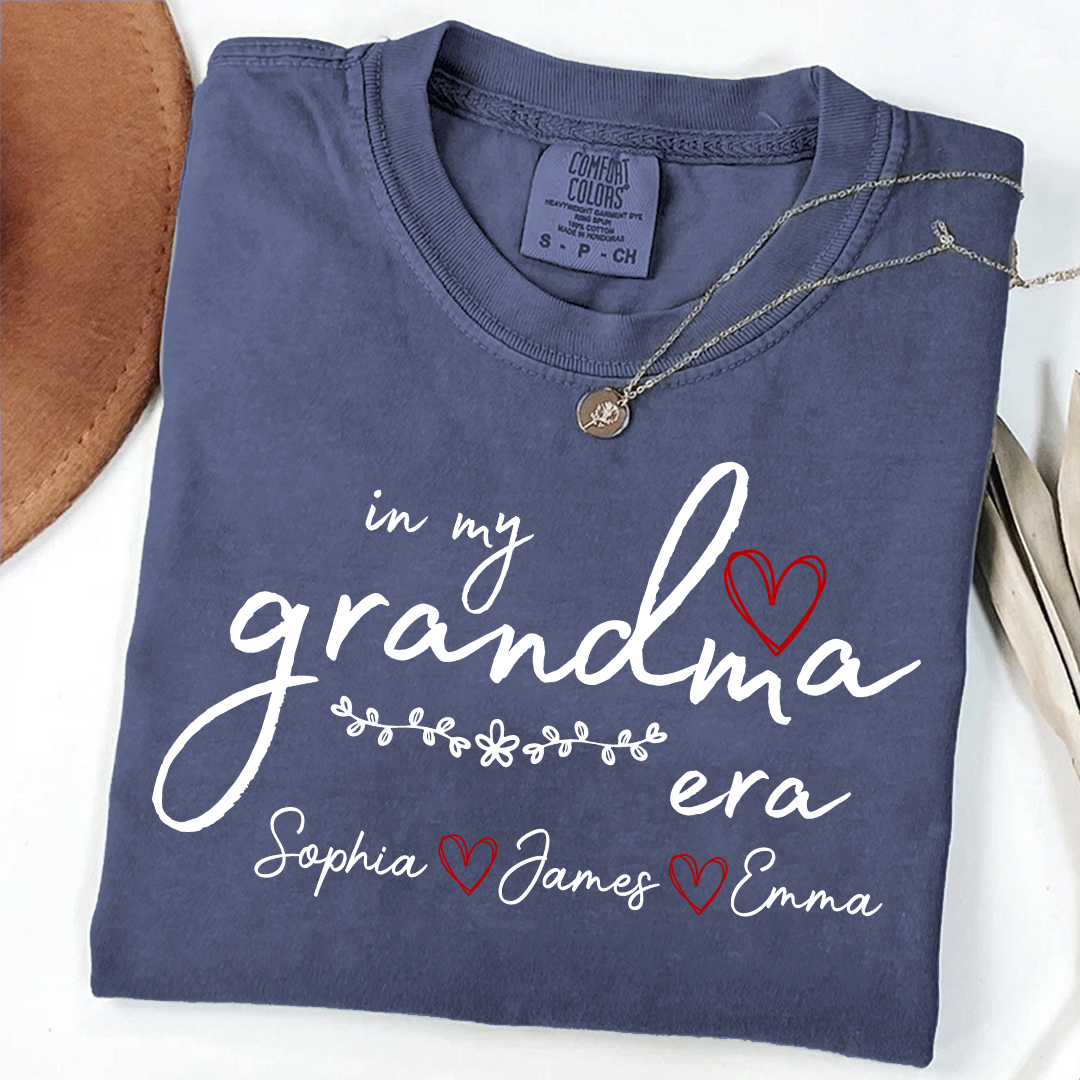 Comfort Colors Personalized In My Grandma Era T Shirt, Perfect Gift for Grandmothers with Kids' Names