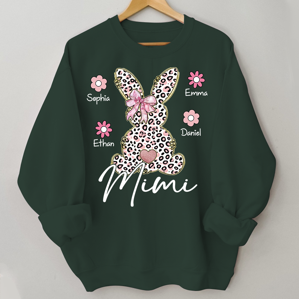 Personalized Nana Bunny Sweatshirt With Kids Names, Easter Gift For Nana