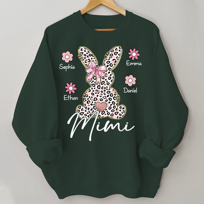 Personalized Nana Bunny Sweatshirt With Kids Names, Easter Gift For Nana