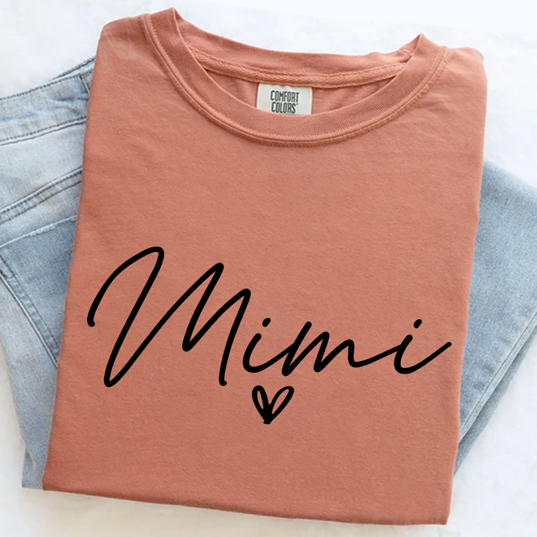 Personalized Women's Tee with Heart, For Gift Mimi And Kids Gift Idea