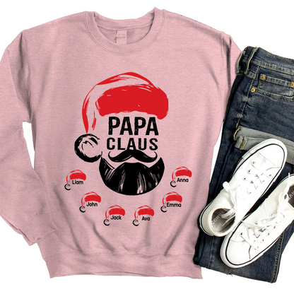 Custom Papa Claus Christmas, Gift For Papa And Kids Sweatshirt