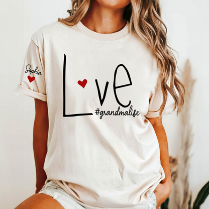 Personalized Love Grandma Life Heart, Custom Nicknames for Grandma and Kids