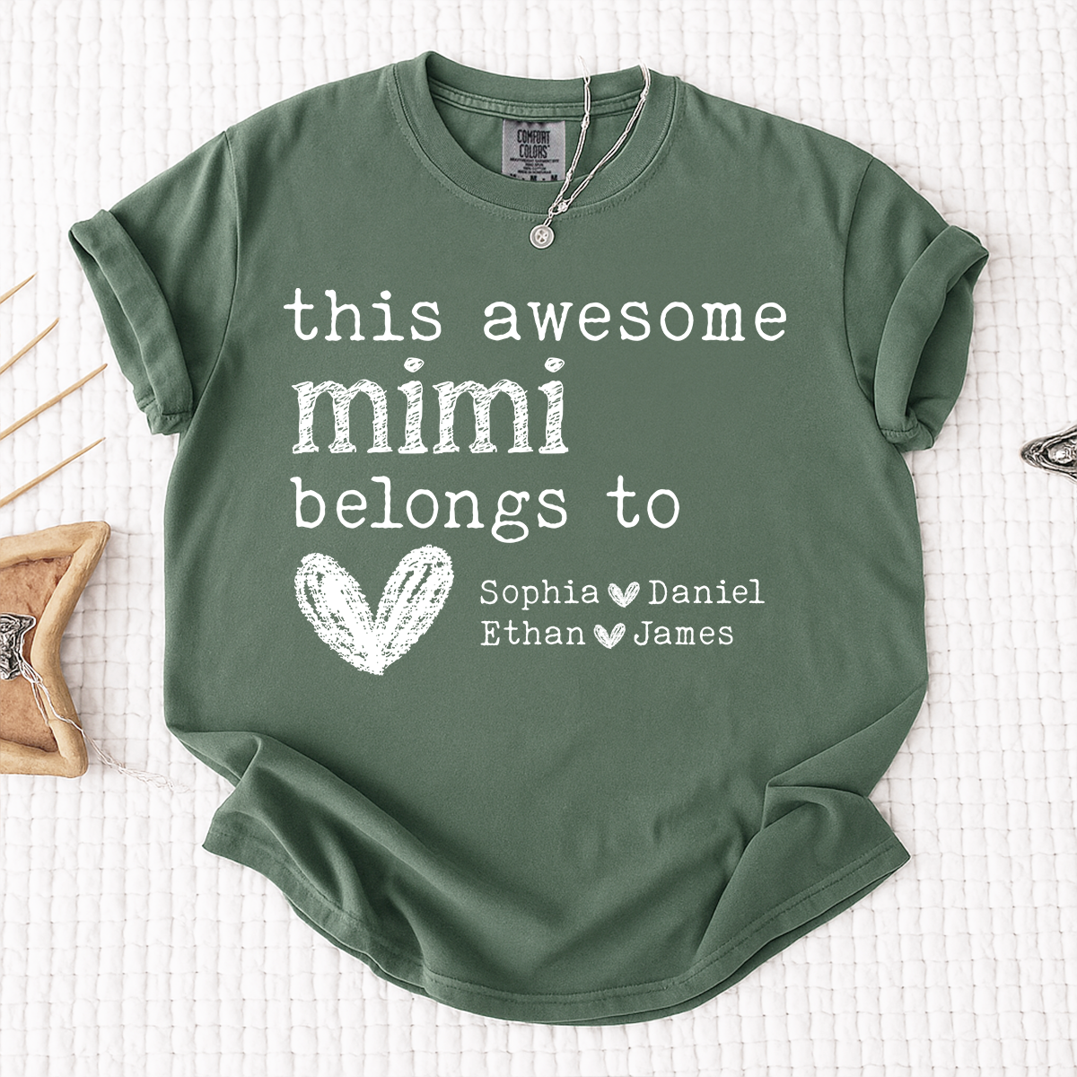 Comfort Colors This Awesome Mimi Belongs To Shirt, Personalized Mimi T Shirt with Kids Names, Custom Grandma Gift, Cute Family Tee