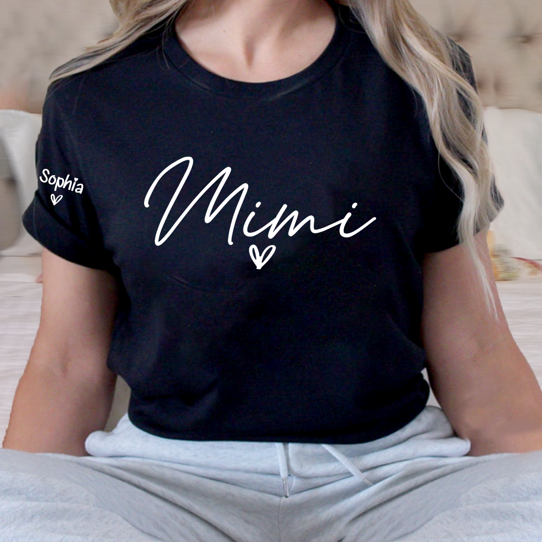 Personalized Name TShirt with Heart, Gift TShirt For Mimi And Grandkid