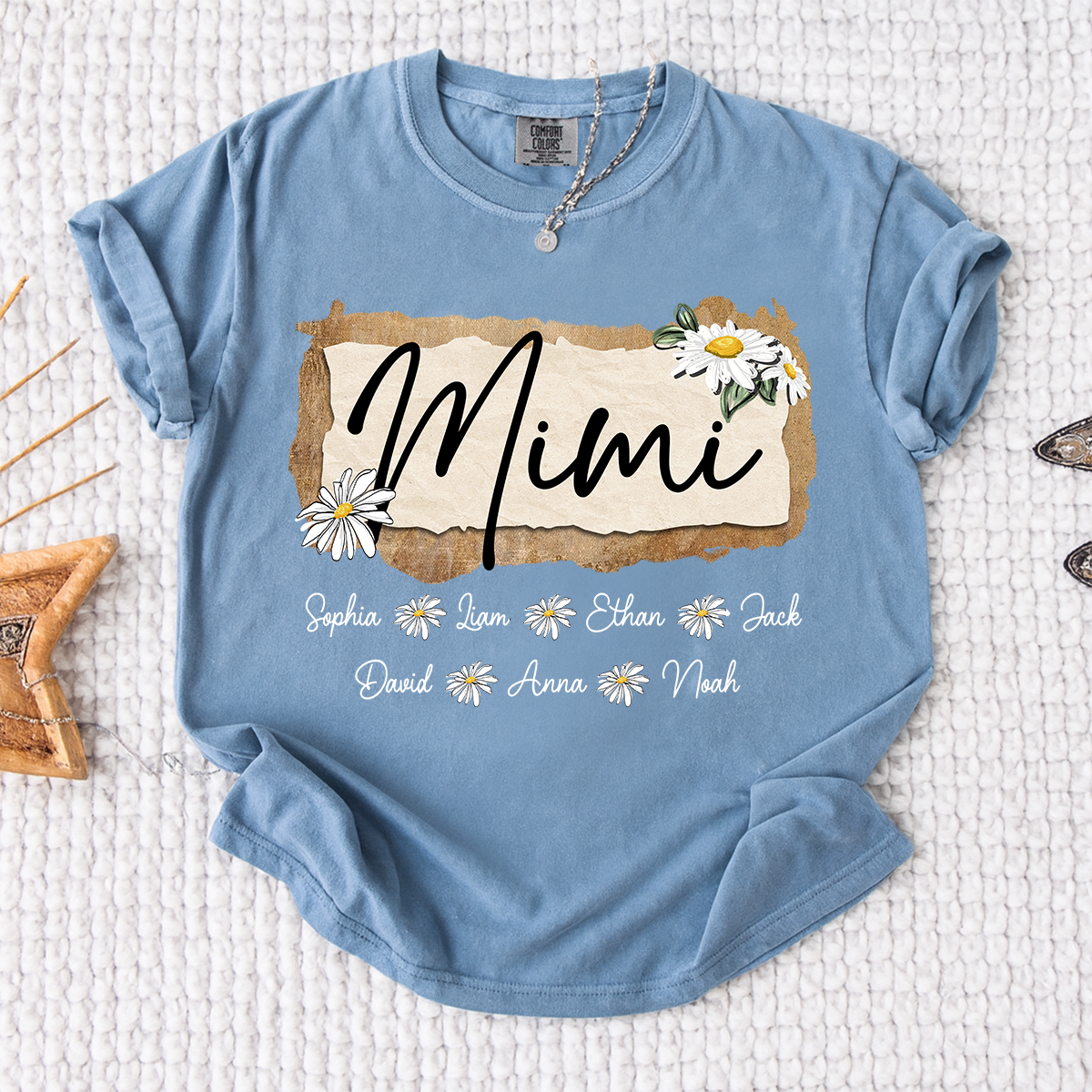 Comfort Colors® Custom Mimi T-Shirt, Floral Daisy Design,Great Gift for Mimi Grandma