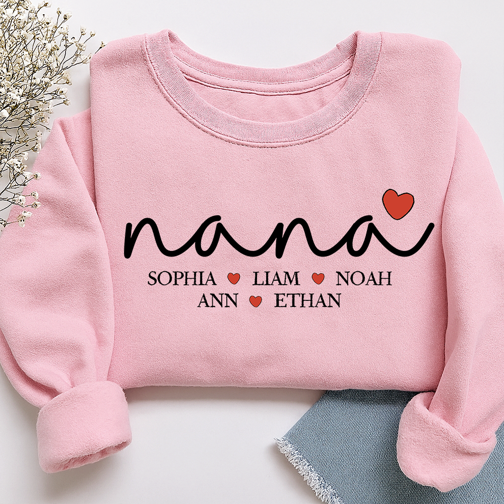Custom Nana Heart Sweatshirt, Gift for Grandma And Kids