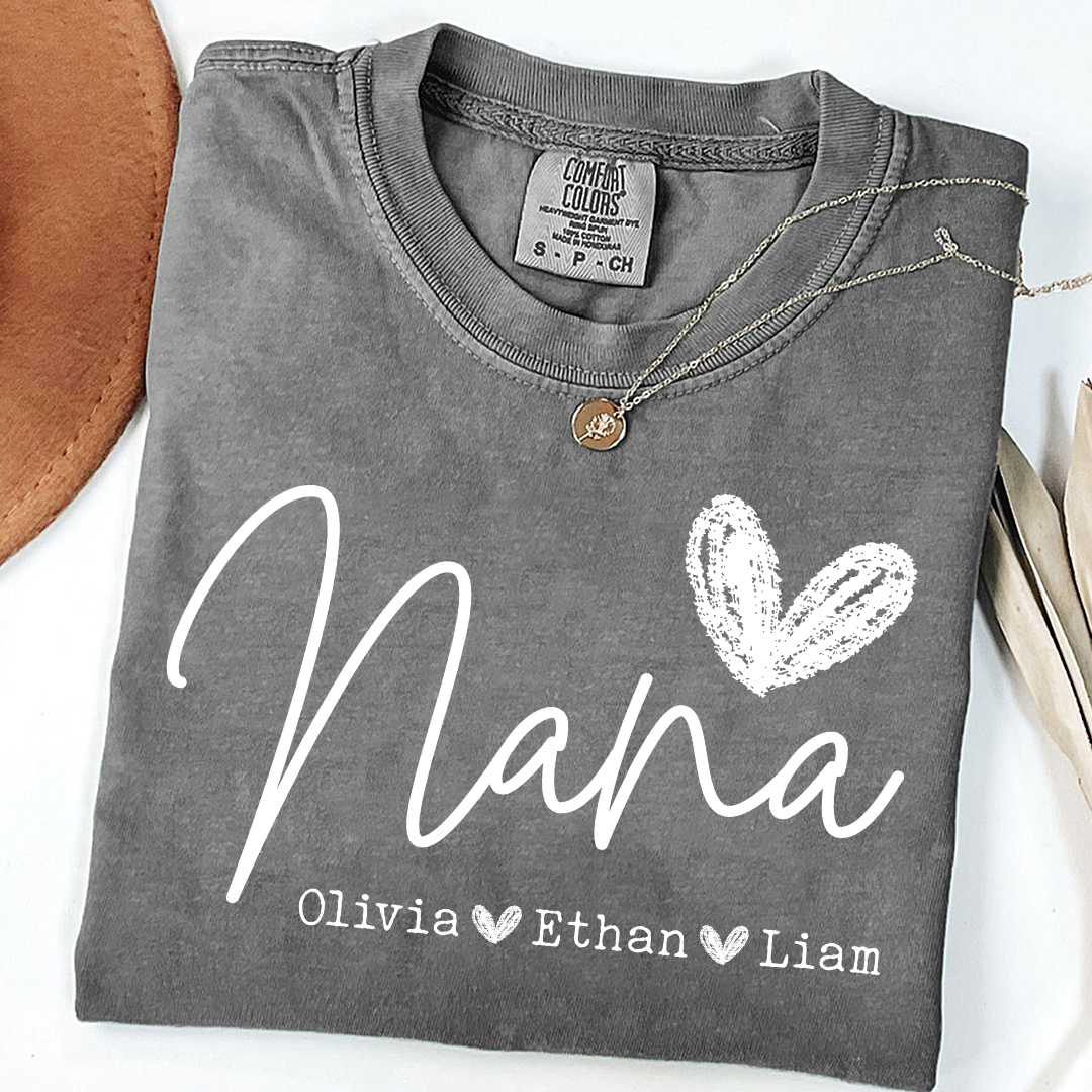 Comfort Colors Personalized Nana Shirt, Custom Grandma T Shirt with Grandkids Names, Unique Gift for Nana, Perfect for Mother's Day, Birthday