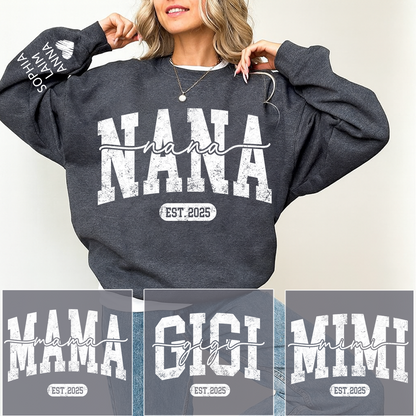 Personalized Nana Est. 2025 Custom Sweatshirt Gift For Grandma And Grandchild