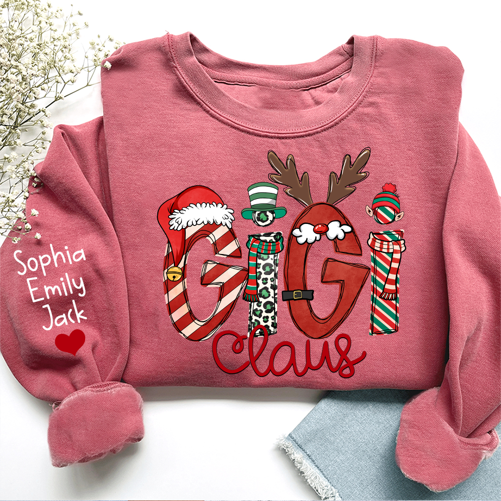 Custom Christmas Gigi Claus Sweatshirt, Gift For Gigi Claus And Kids 2025