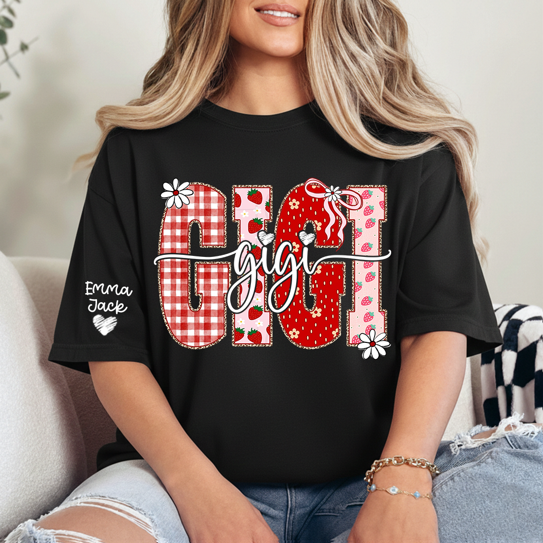 Custom Designed For Gigi With A Strawberry And Floral Pattern, A Unique Outfit Made Just For Grandma