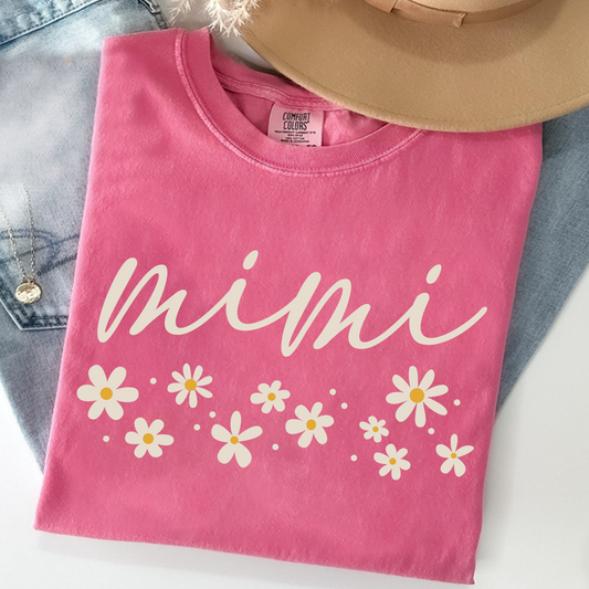 Comfort Colors® Floral Daisy T-Shirt, Custom Nicknames for Mimi And Kids