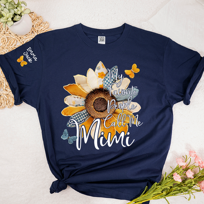 My Favorite People Call Me Mimi Shirt, Personalized Mimi T-Shirt with Sunflower Patchwork and Custom Names