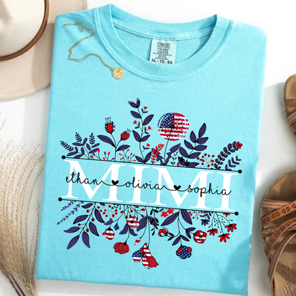 Comfort Colors® Mimi Wildflower Flag American And Grandkids Shirt Gift for Grandma