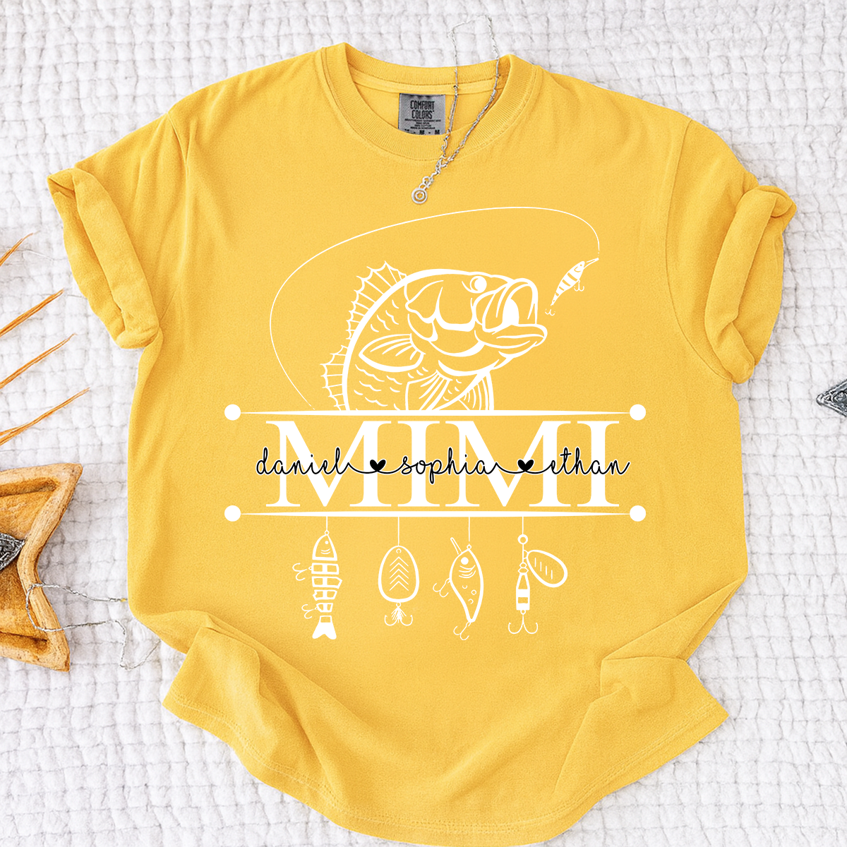Comfort Colors® Personalized Mimi Fishing Shirt Custom Name Angler Tee for Grandmother, Unique Gift for Grandma Who Loves Fishing